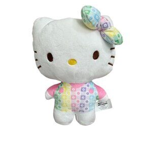 Sanrio Hello Kitty Easter Plush 8 in Stuffed Doll Pastel Flower Overalls White
